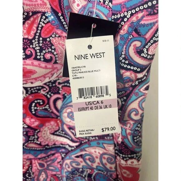 Nine West NWT Tutu Pink Ice Blue Multicolor Paisley Sheath Dress Size 6‎ - Picture 5 of 11